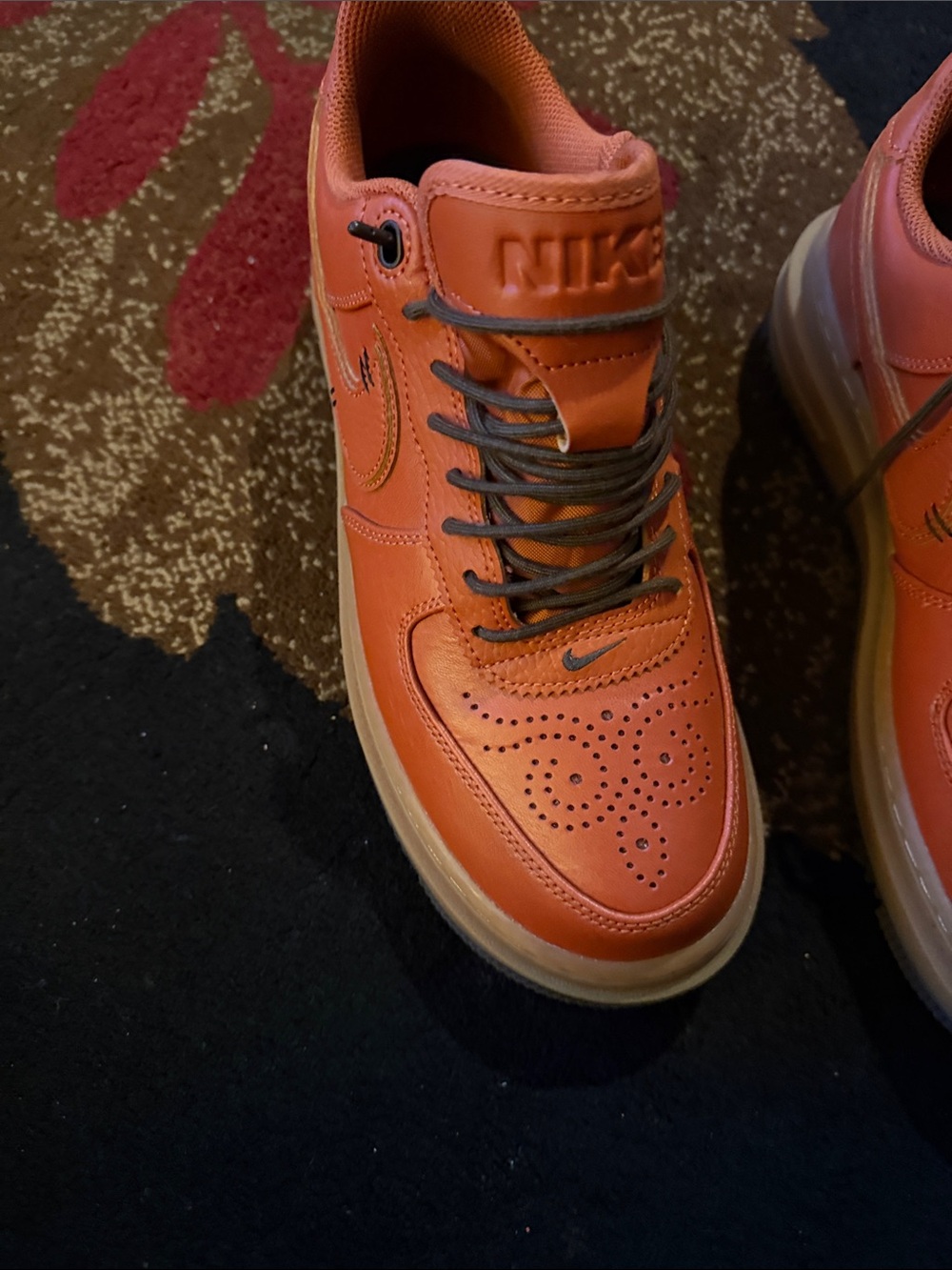 Nike Men’s Orange Leather Sneakers with Tan Sole